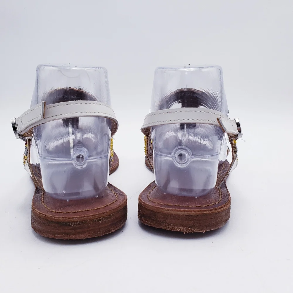 Freebird By Steven Juno Flat‎ Sandal Beaded TStrap Slingback Womens Size 39 8.5